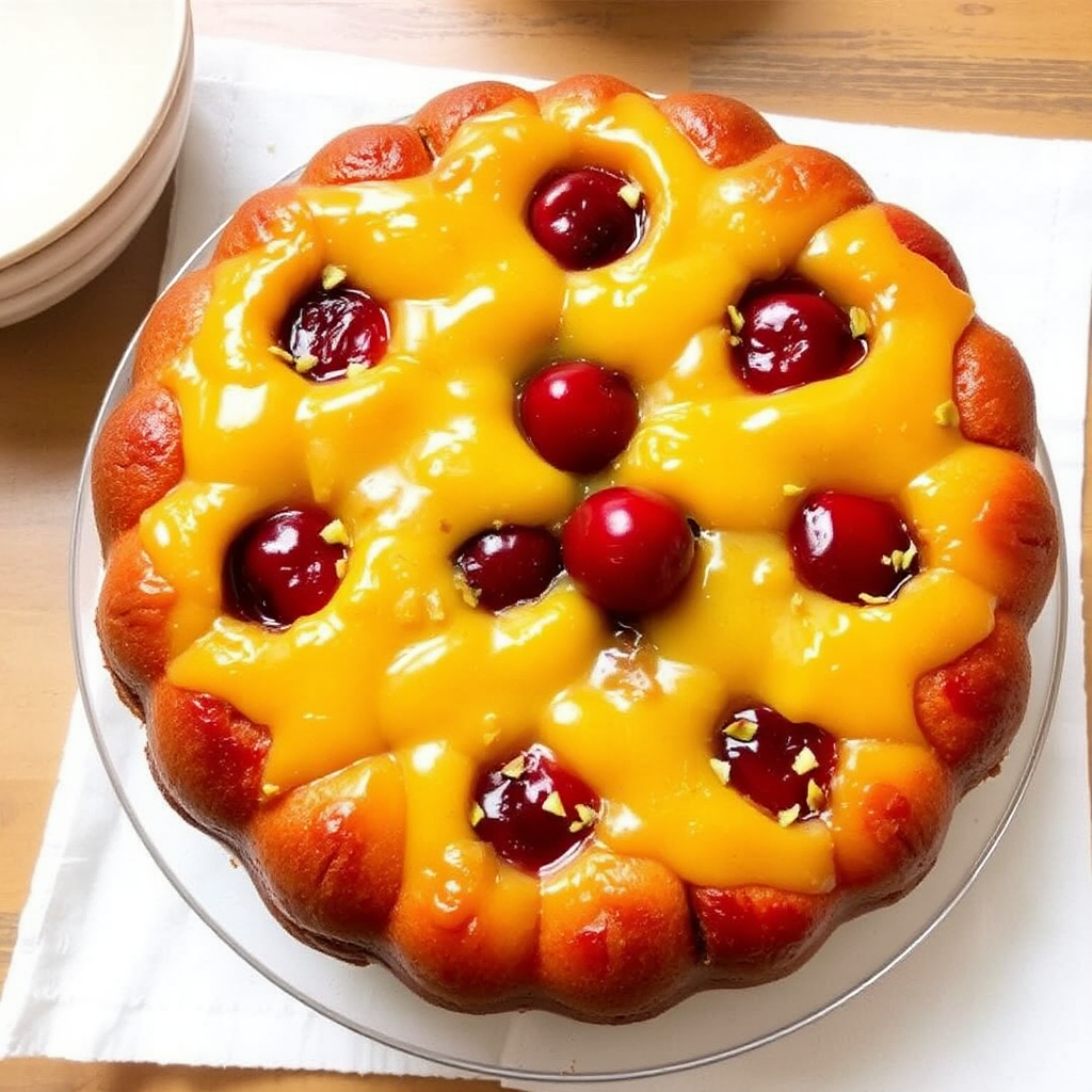 Pistachio and Cherry Upside-Down Cake