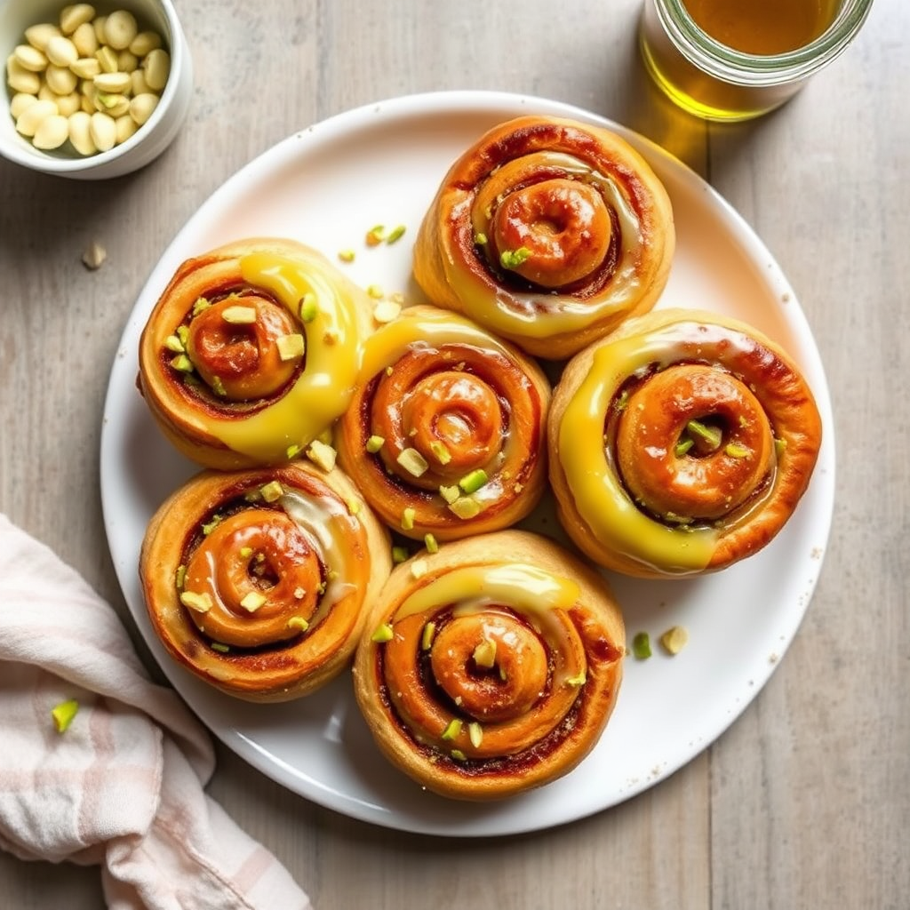 Pistachio and Honey Cinnamon Rolls