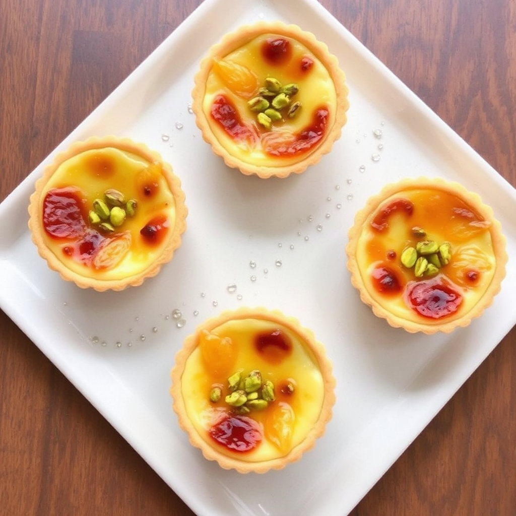 Pistachio and Honey Crème Brûlée Tartlets