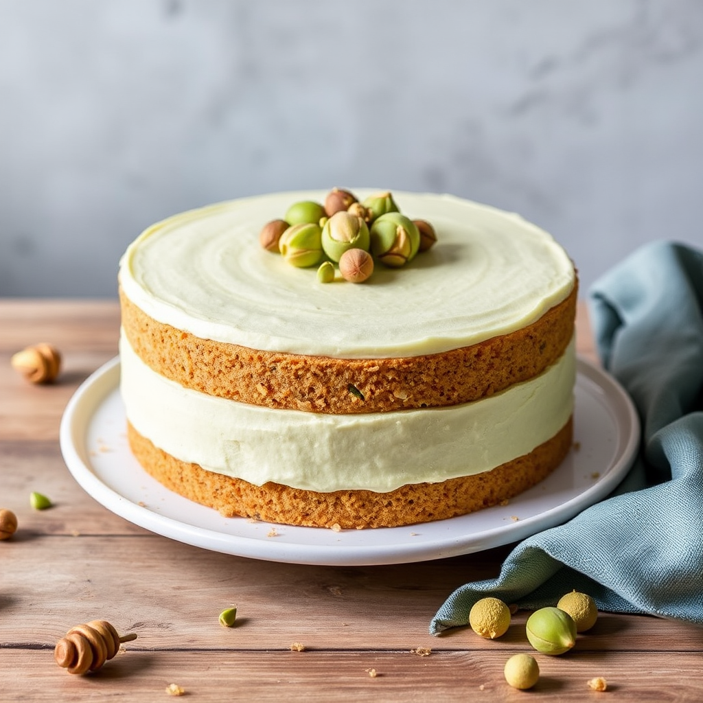 Pistachio and Honey Mousse Cake