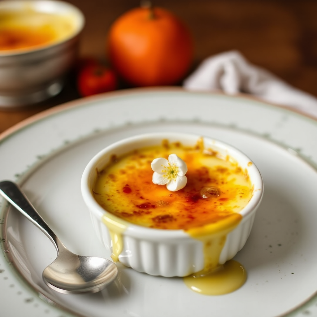 Pistachio and Orange Blossom Crème Brûlée