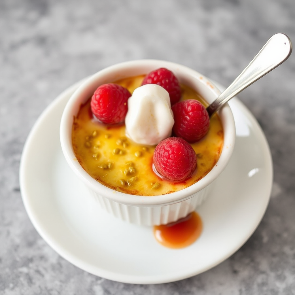 Pistachio and Raspberry Crème Brûlée