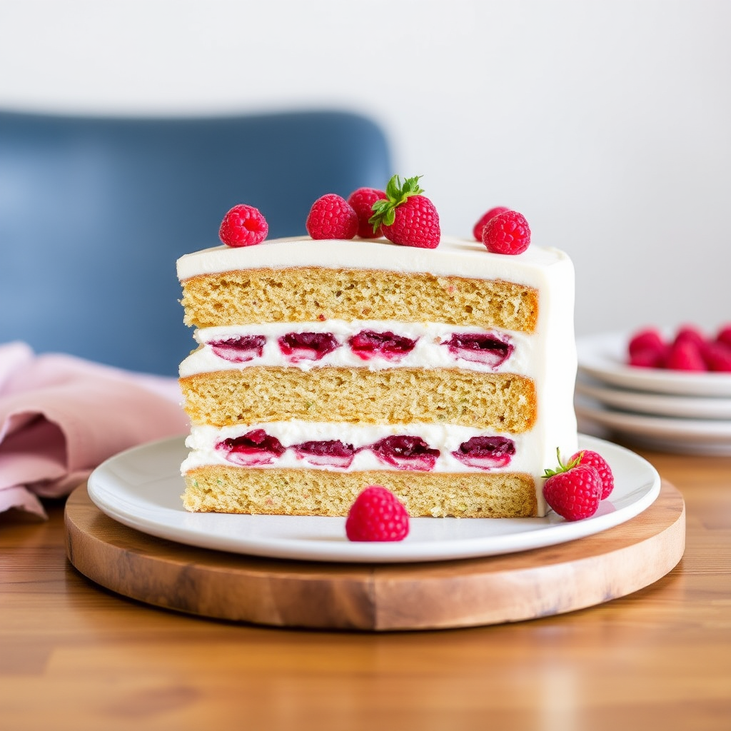 Pistachio and Raspberry Layer Cake