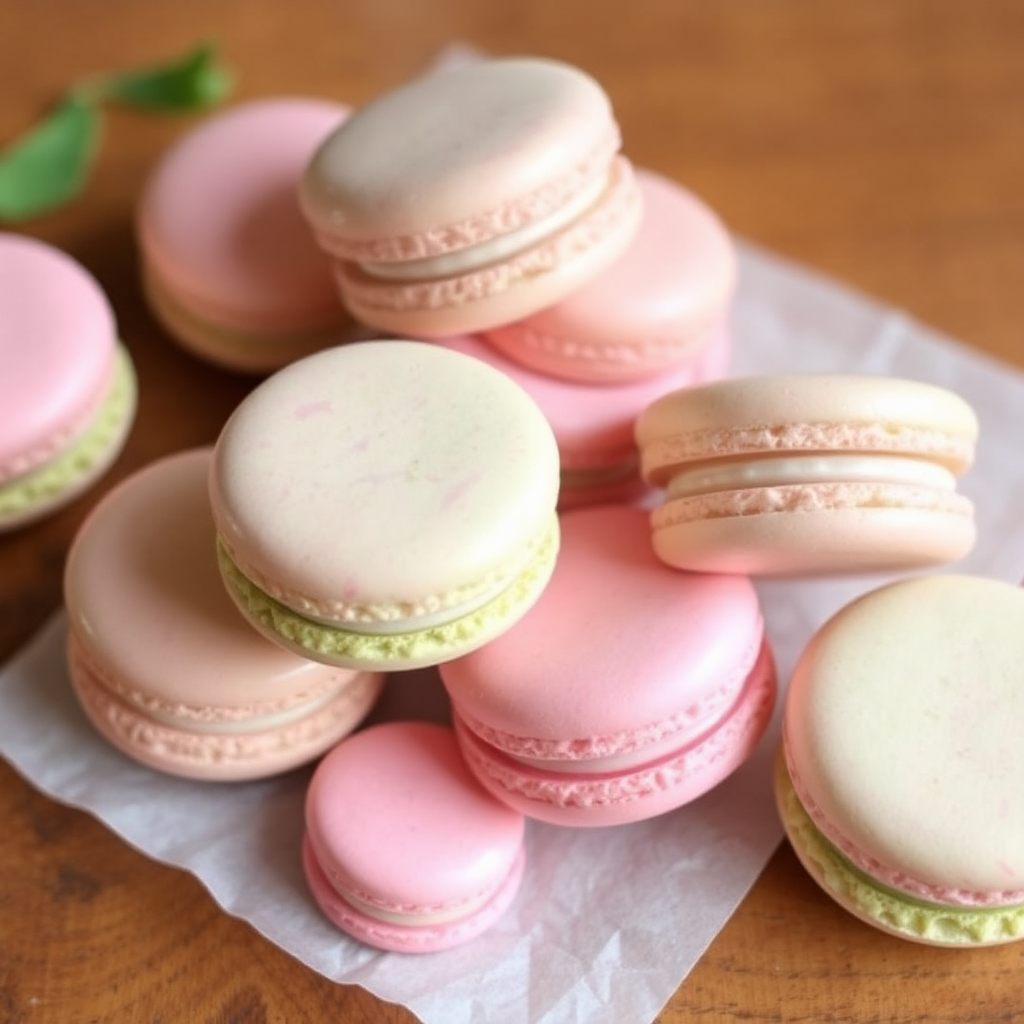 Pistachio and Rosewater French Macarons