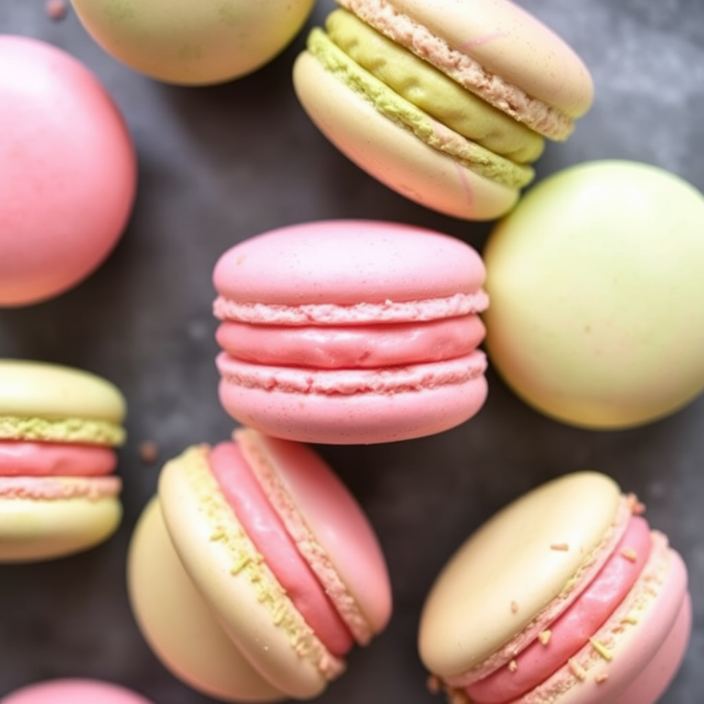 Pistachio and Rosewater Macarons