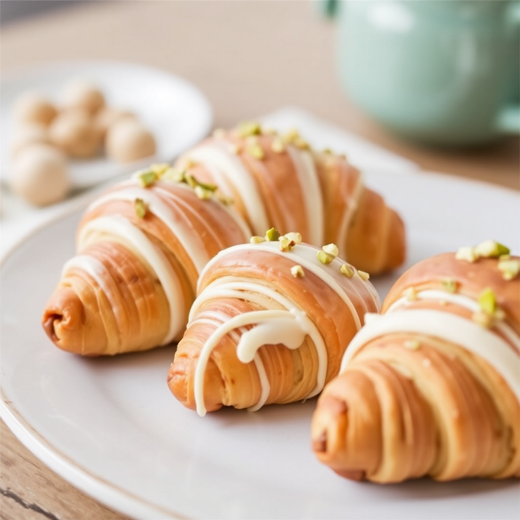 Pistachio and White Chocolate Croissants