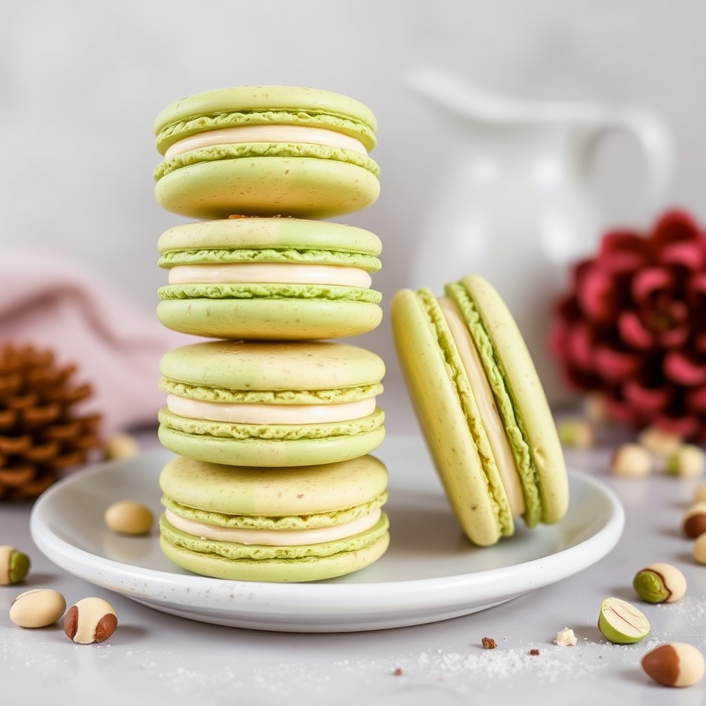 Pistachio and White Chocolate French Macarons