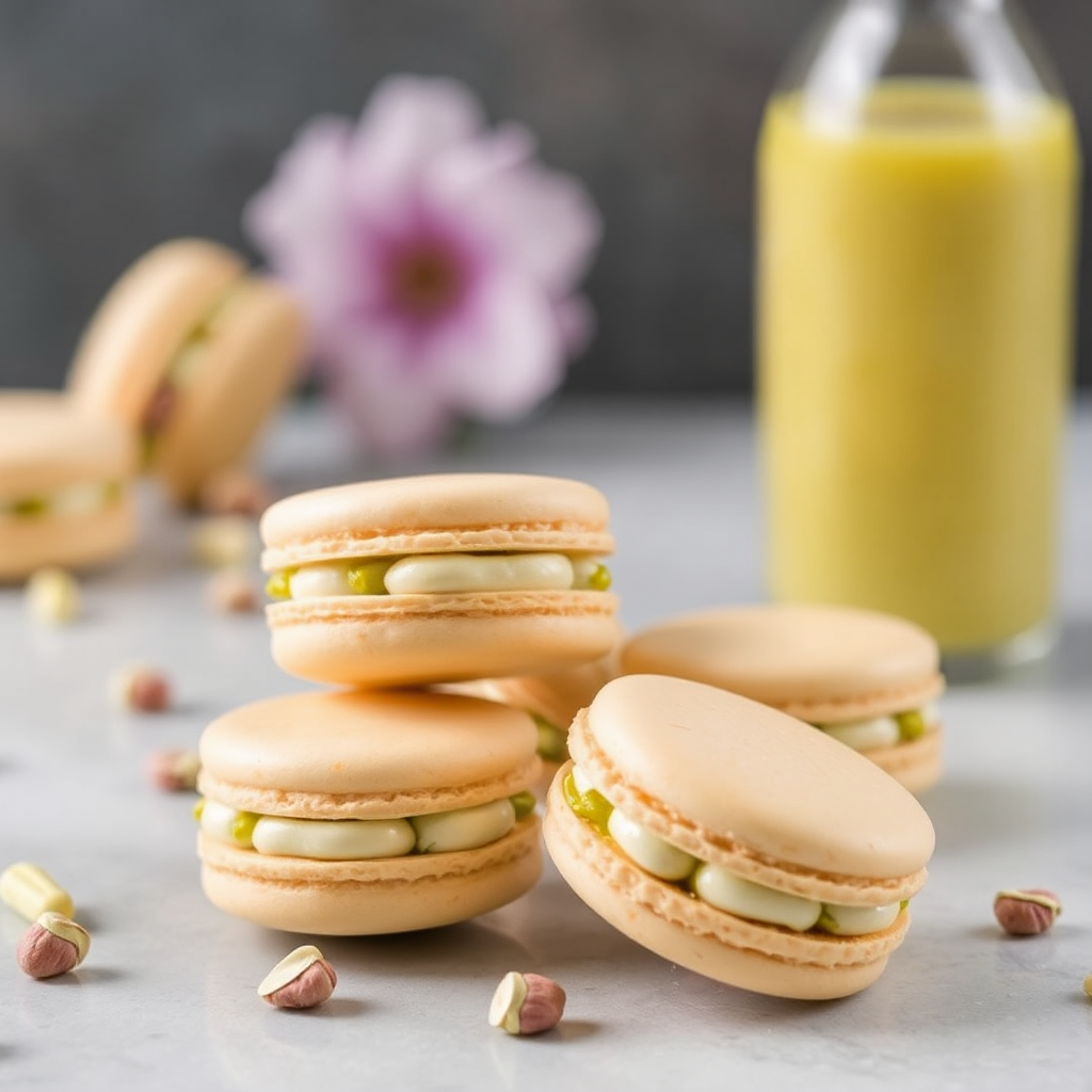 Pistachio and White Chocolate Macarons