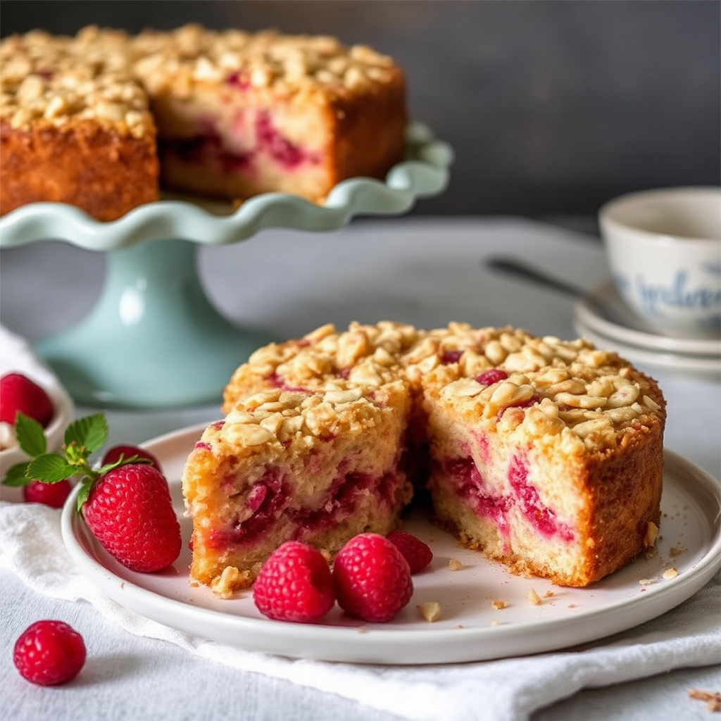 Raspberry Almond Crumble Cake