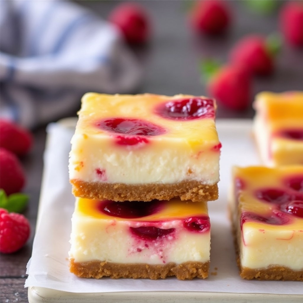 Raspberry Basil Creme Brûlée Cheesecake Bars