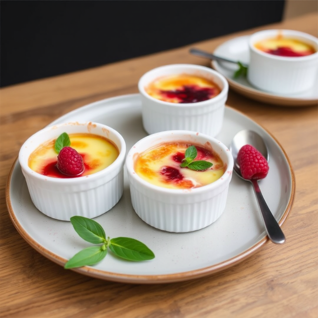 Raspberry Basil Crème Brûlée