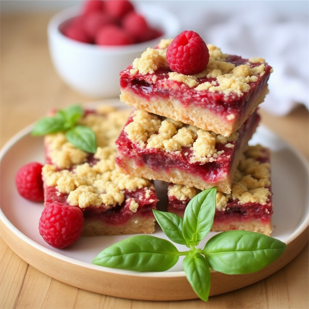 Raspberry Basil Crumble Bars