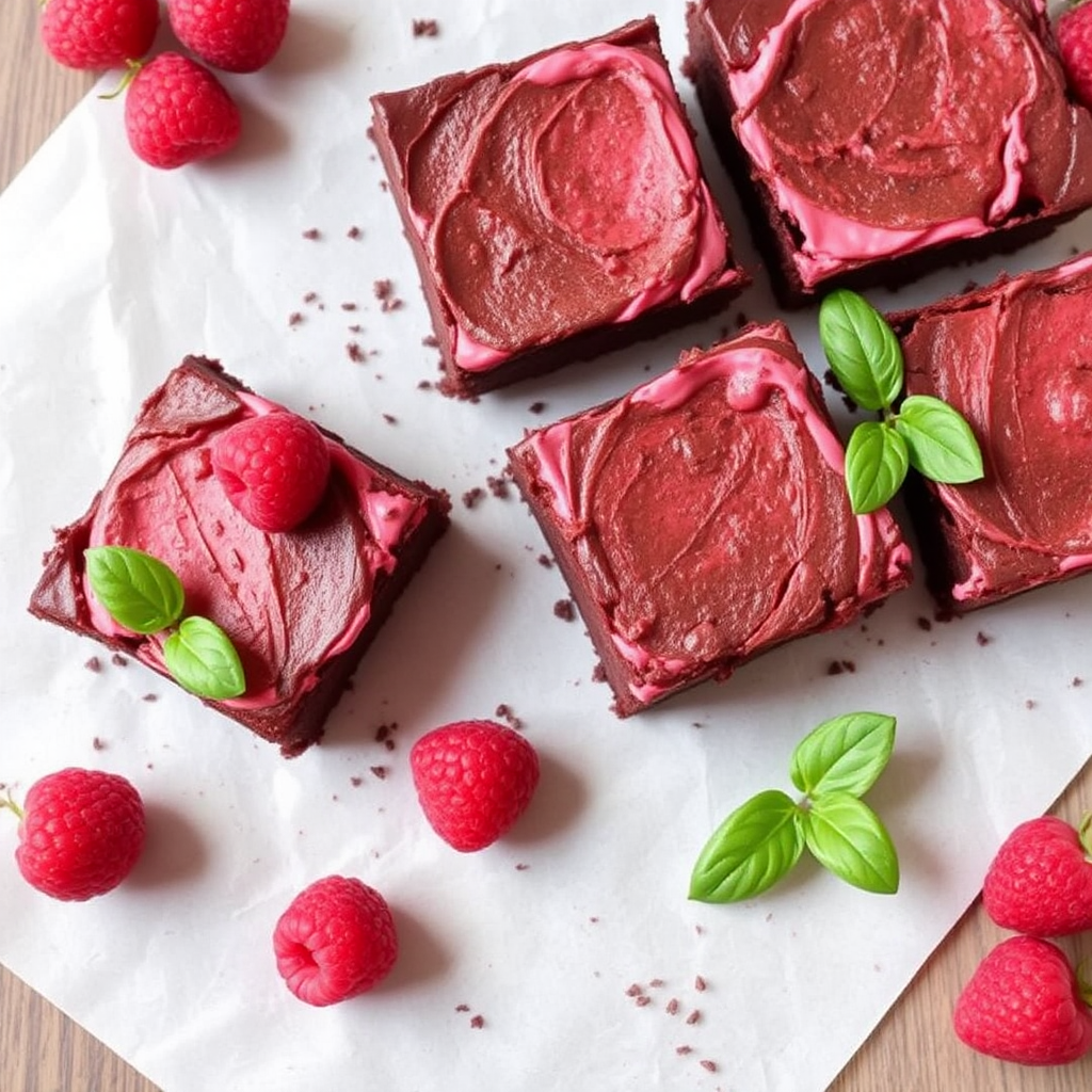 Raspberry Basil Mousse Brownies