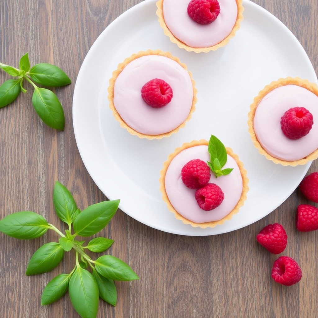 Raspberry Basil Mousse Tarts