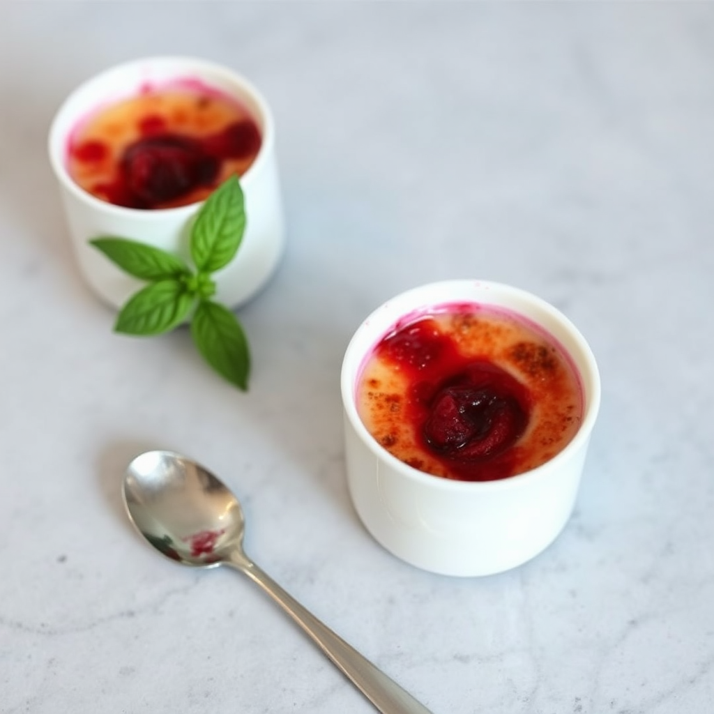 Raspberry Basil Panna Cotta Crème Brûlée