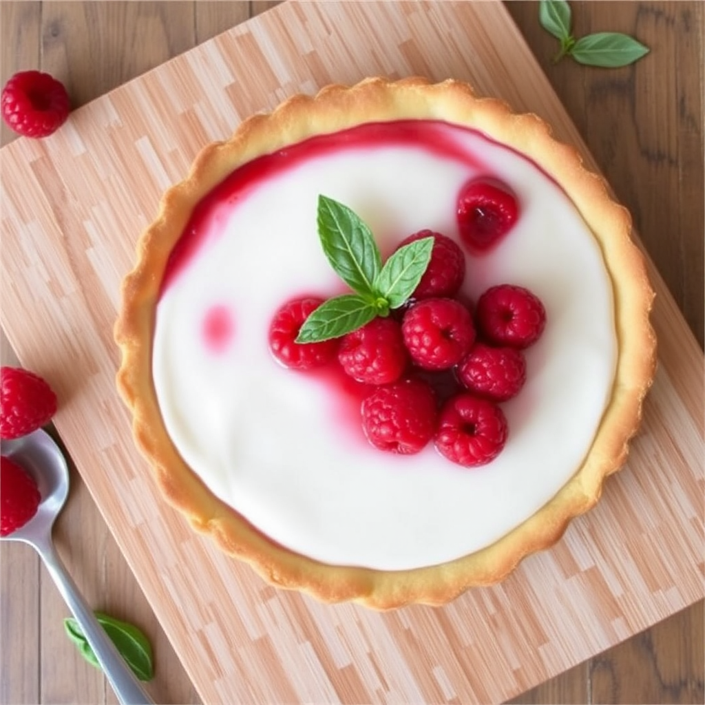 Raspberry Basil Panna Cotta Tart