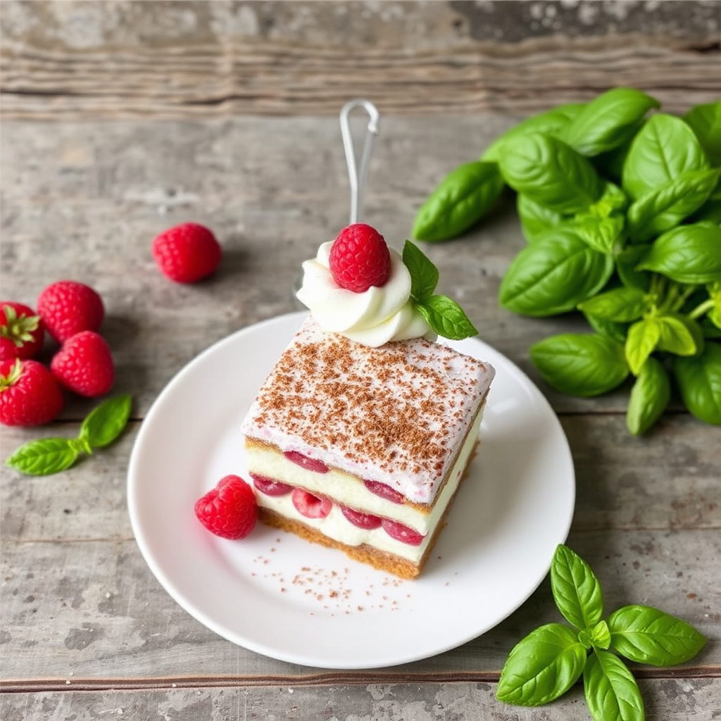 Raspberry Basil Tiramisu