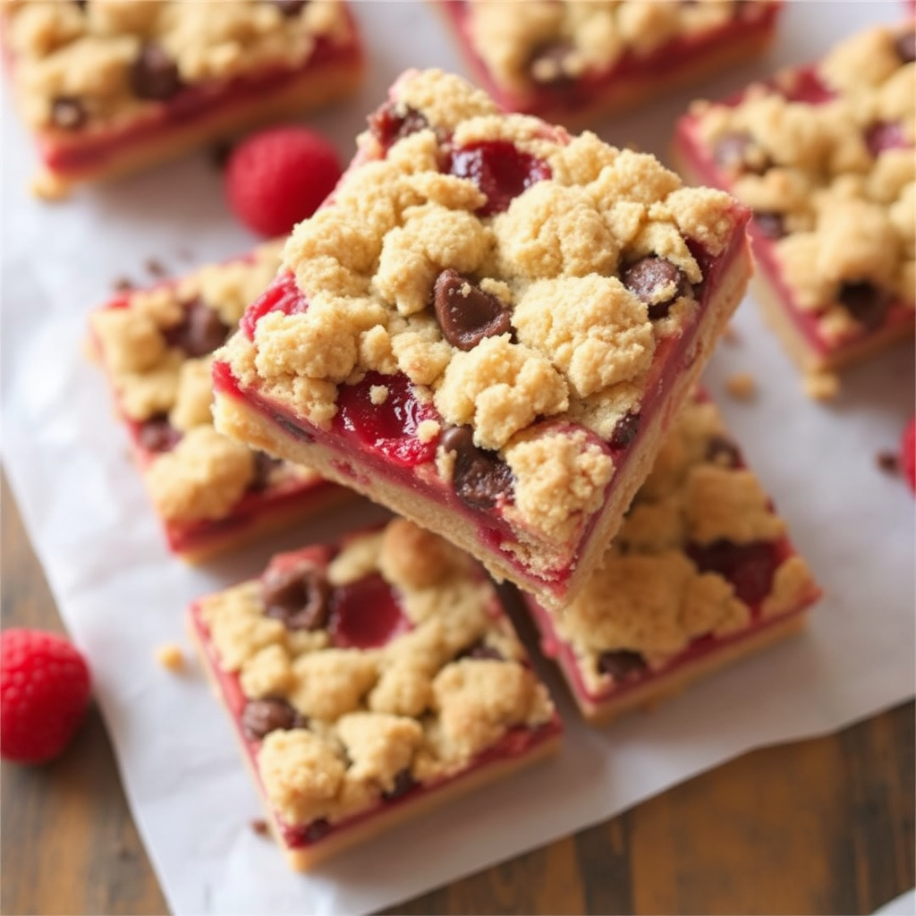 Raspberry Chocolate Chip Crumble Bars