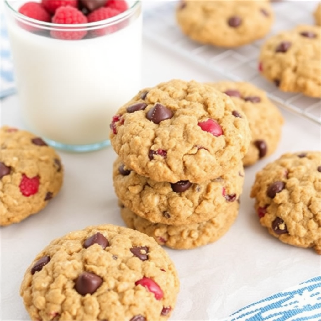 Raspberry Chocolate Chip Oatmeal Cookies