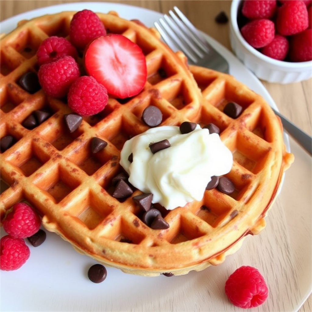 Raspberry Chocolate Chip Waffles