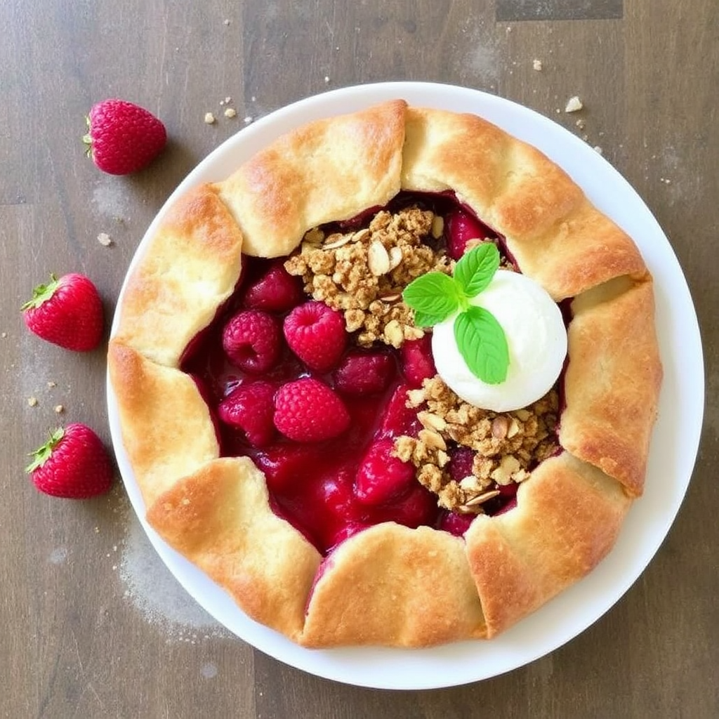 Raspberry Galette with Cinnamon and Almond Crumble