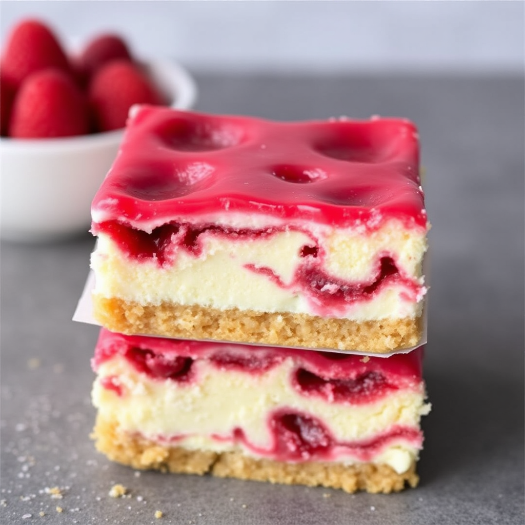 Raspberry Mille-Feuille Cheesecake Bars