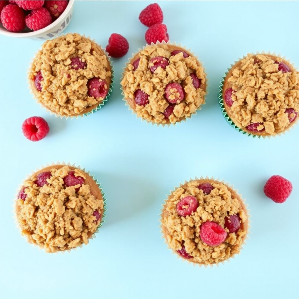 Raspberry Oatmeal Crumble Muffins