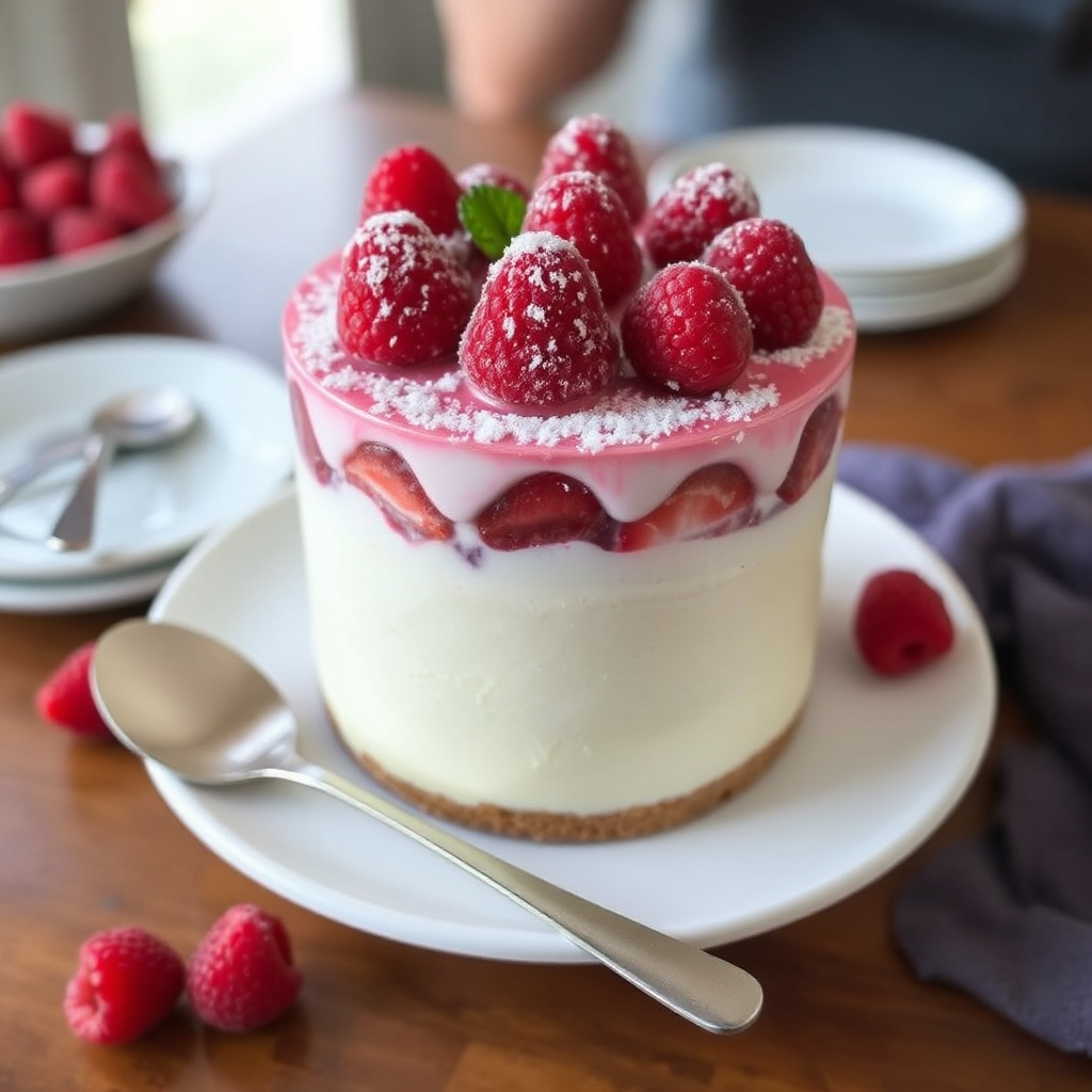 Raspberry Panna Cotta Cake