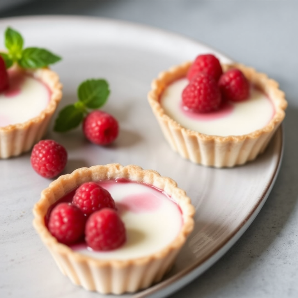 Raspberry Panna Cotta Tartlets with Caramelized Sugar Crust