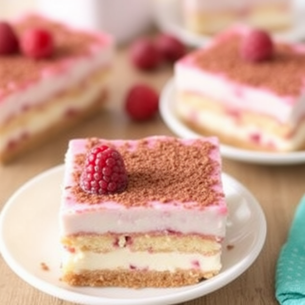 Raspberry Panna Cotta Tiramisu Bars