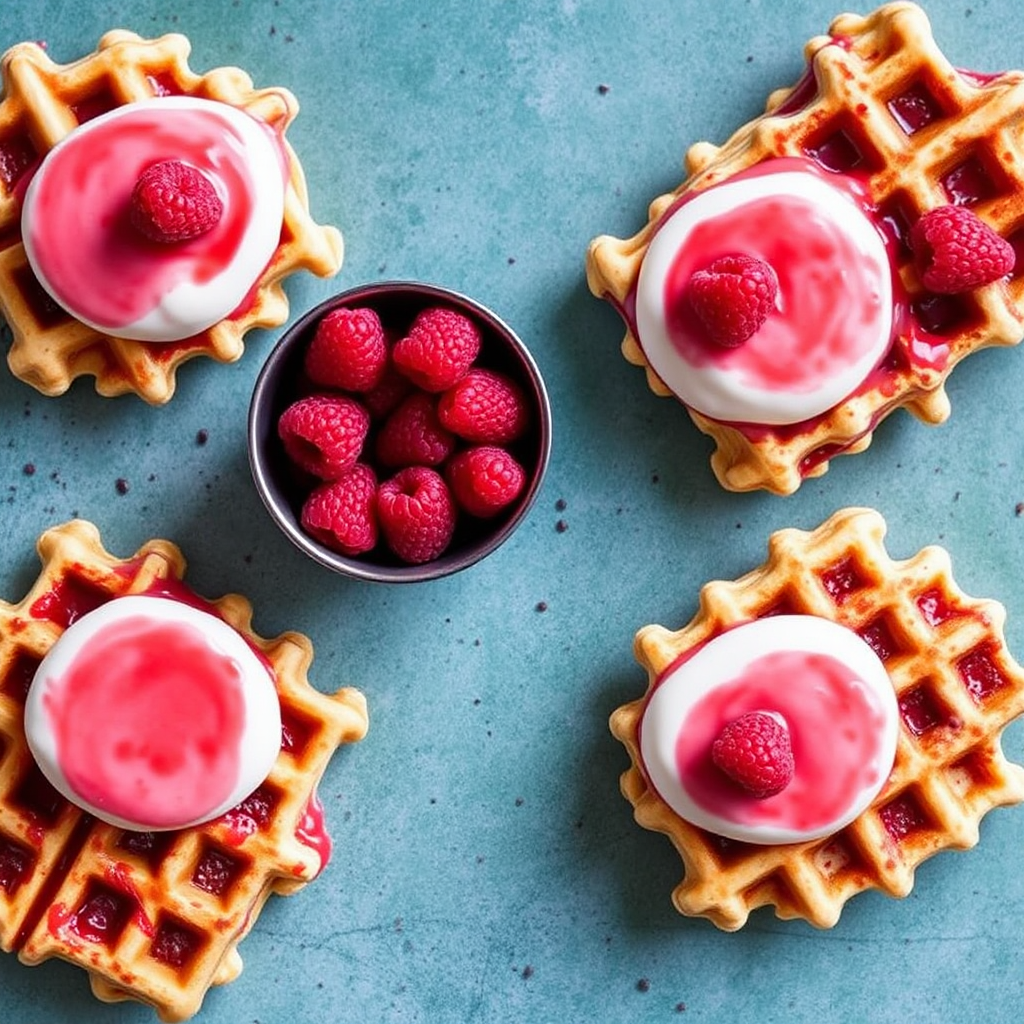 Raspberry Panna Cotta Waffles