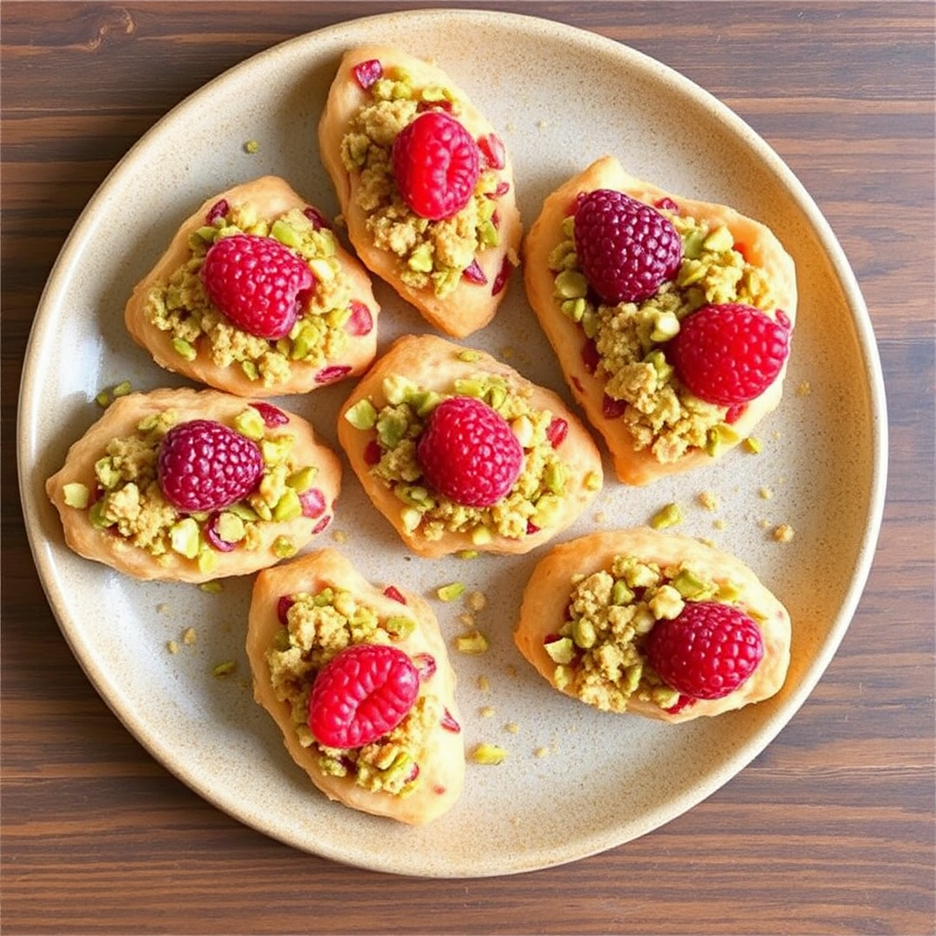 Raspberry Pistachio Crostini Baked Crumble