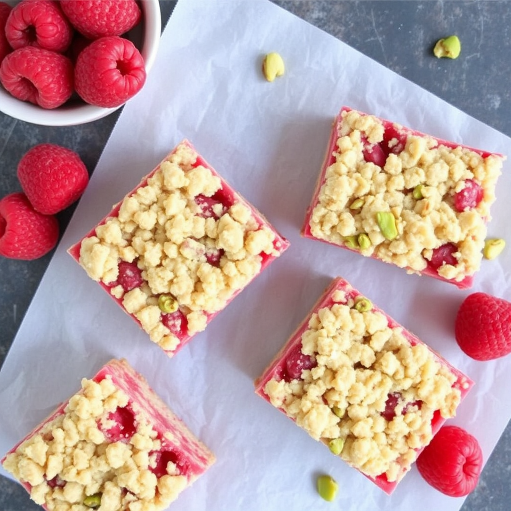 Raspberry Pistachio Crumble Bars