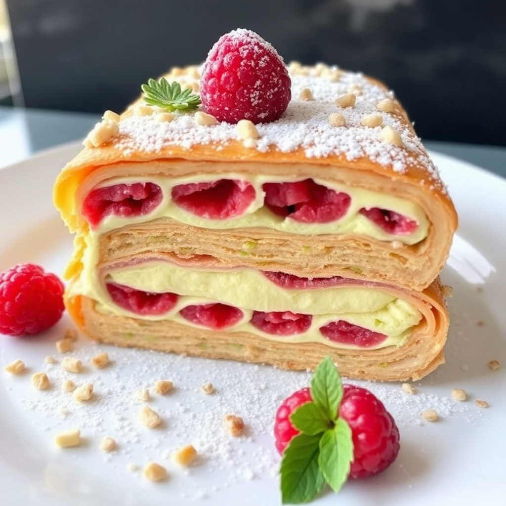 Raspberry Pistachio Mille-Feuille