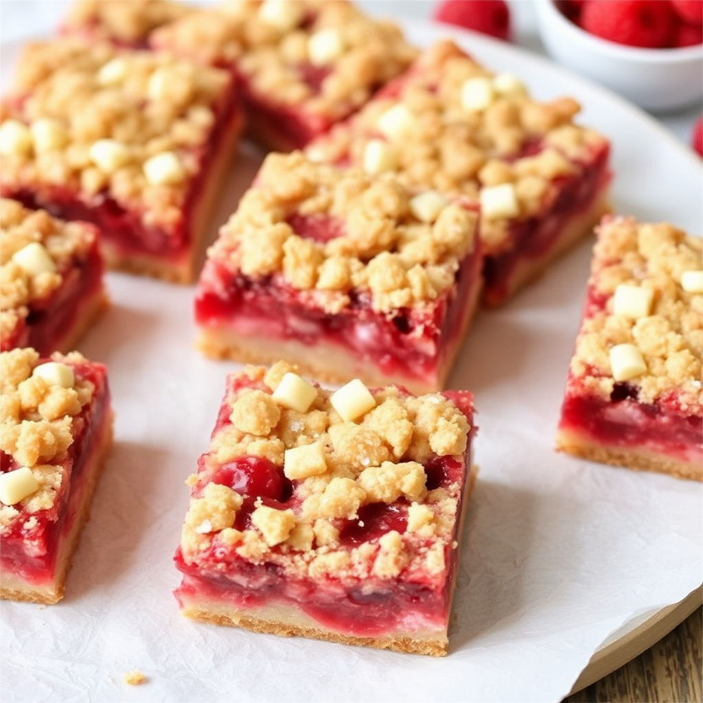 Raspberry White Chocolate Crumble Bars