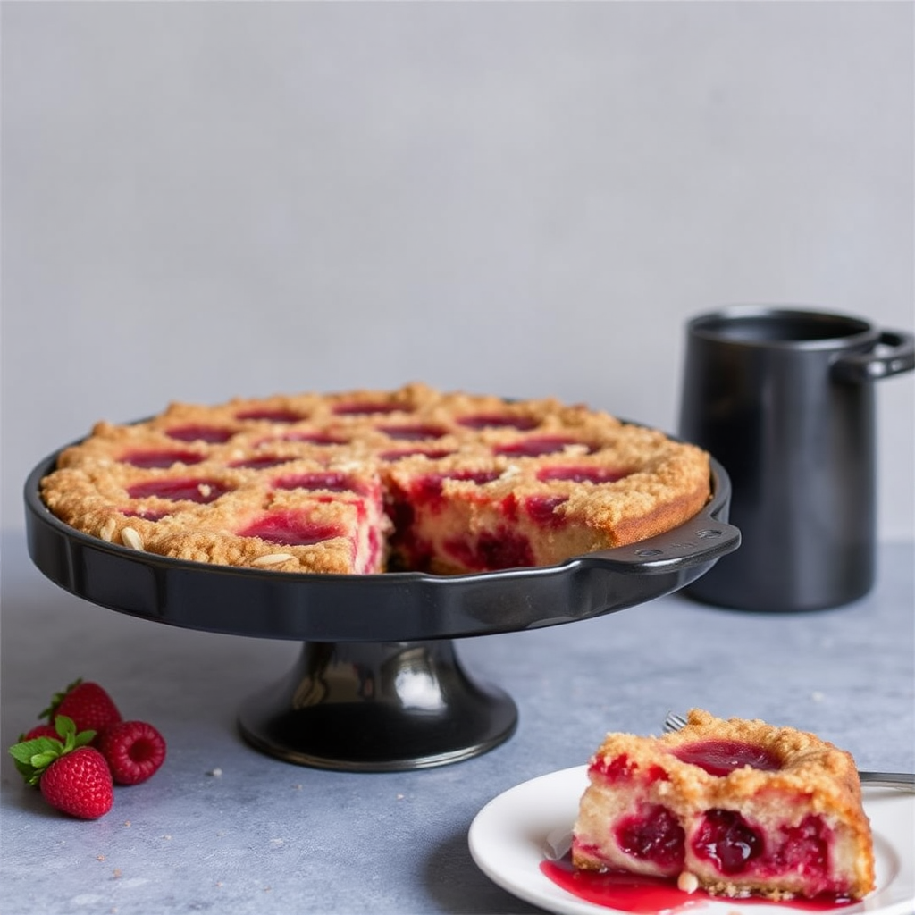 Raspberry and Almond Upside-Down Crumble Cake