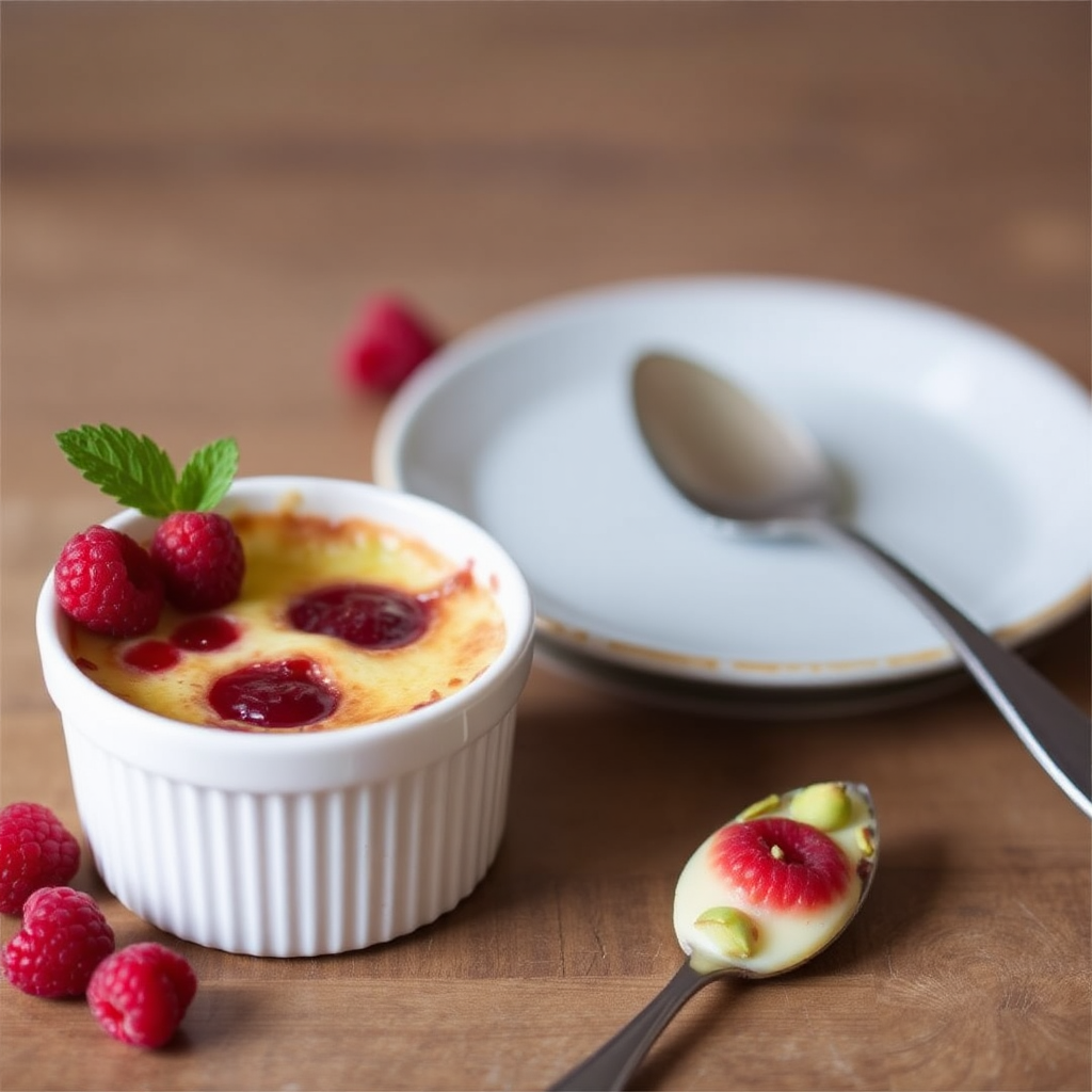 Raspberry and Pistachio Crème Brûlée