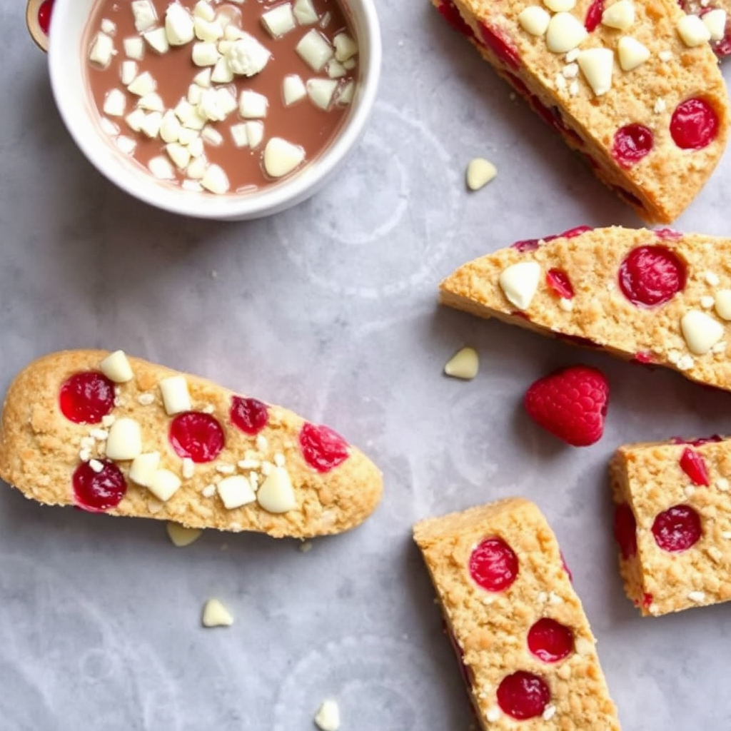 Raspberry and White Chocolate Biscotti