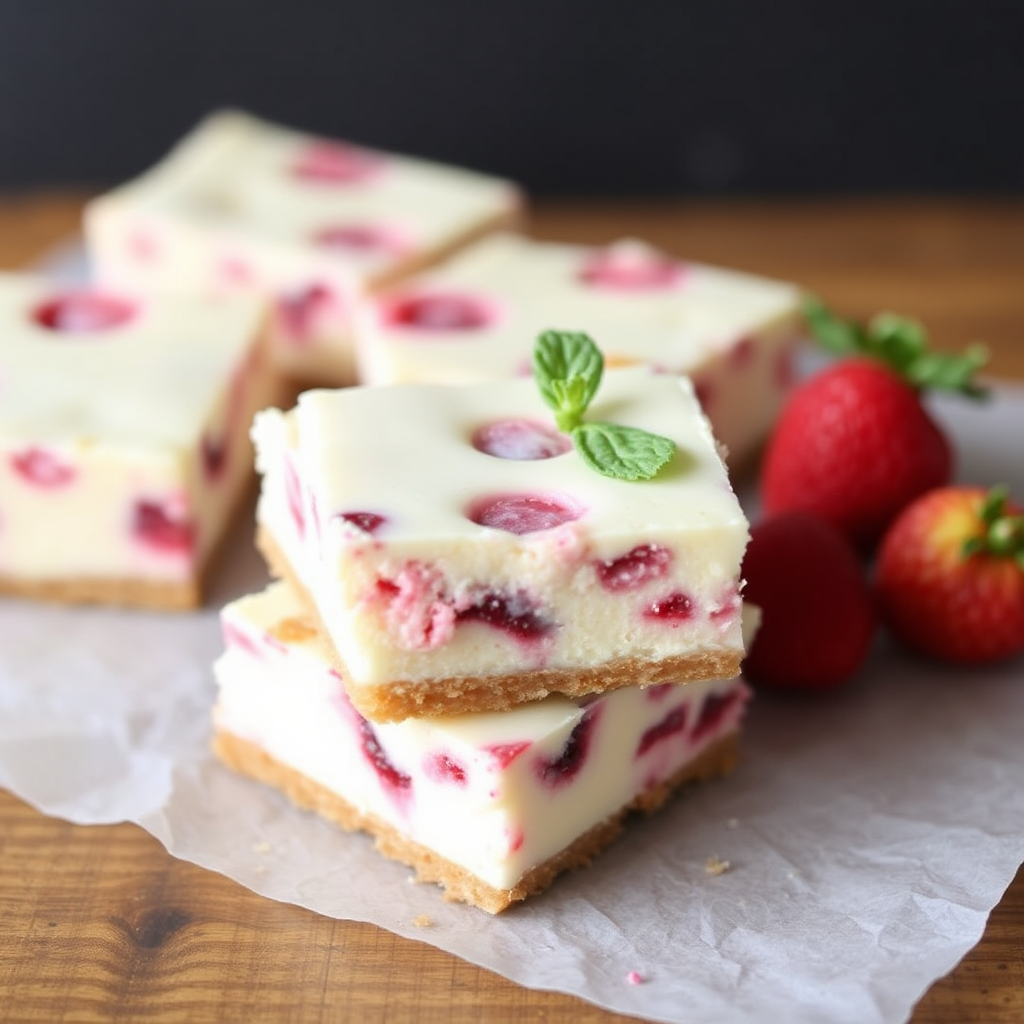 Raspberry and White Chocolate Cheesecake Bars