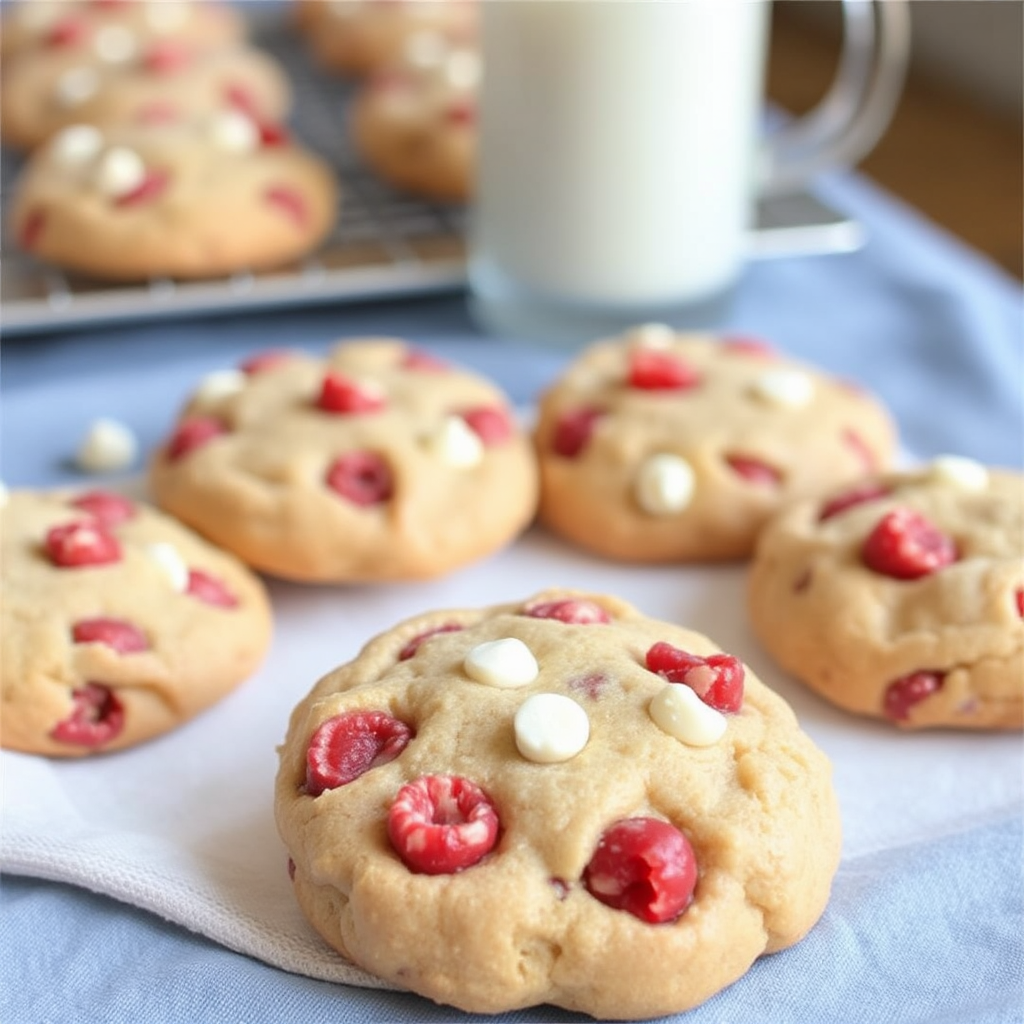 Raspberry and White Chocolate Chip Cookies