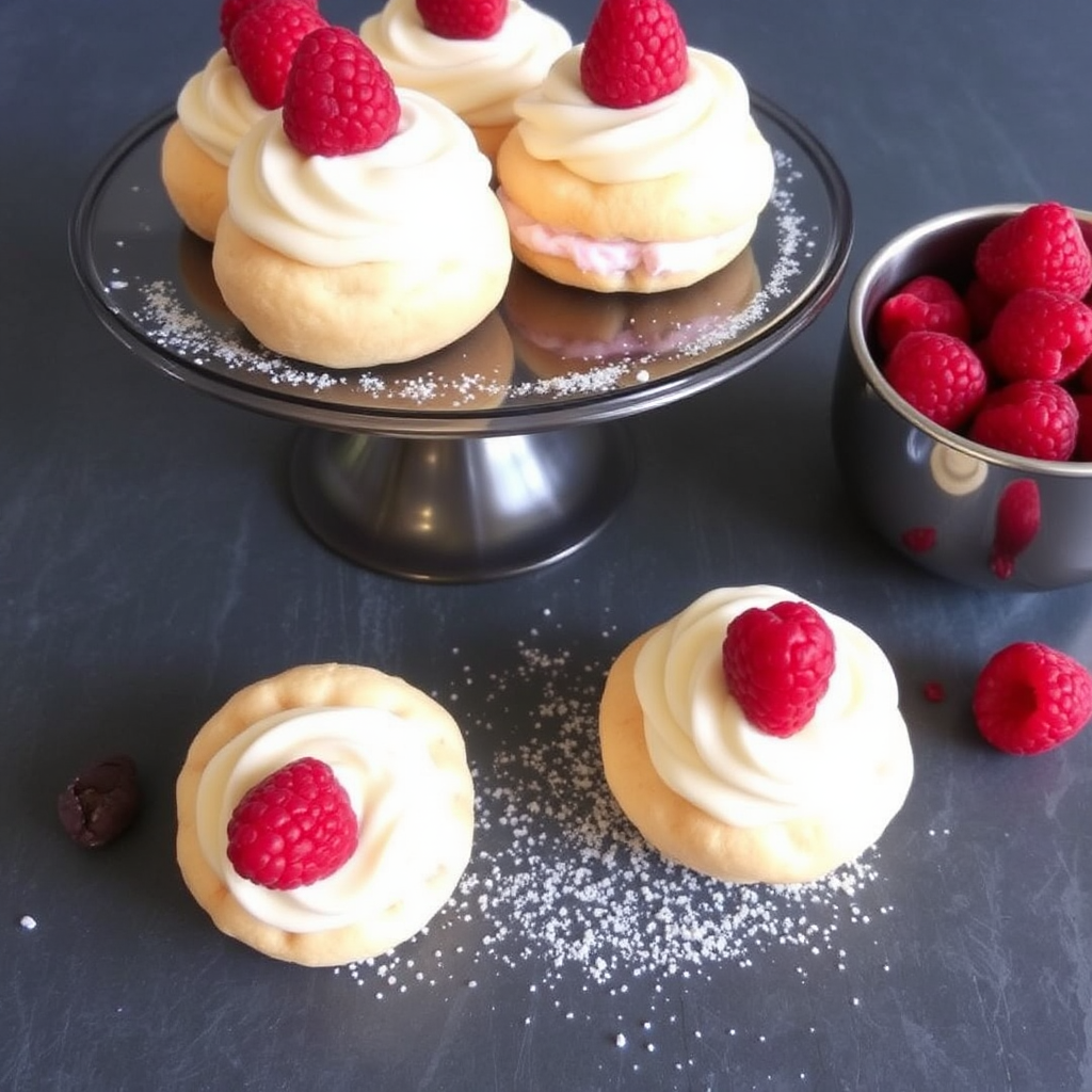 Raspberry and White Chocolate Cream Puffs