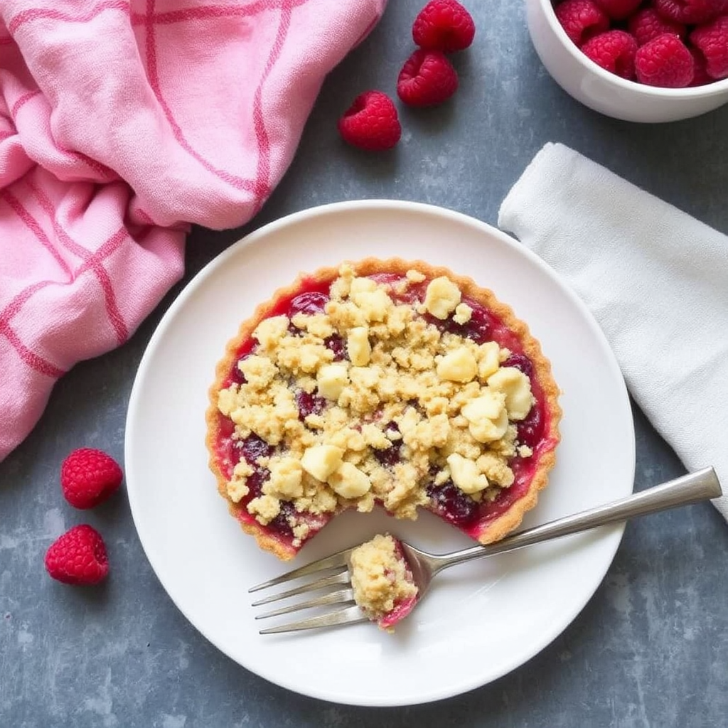 Raspberry and White Chocolate Crumble Tart