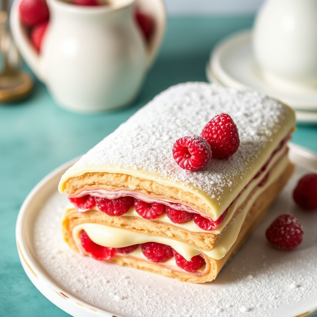 Raspberry and White Chocolate Mille-Feuille