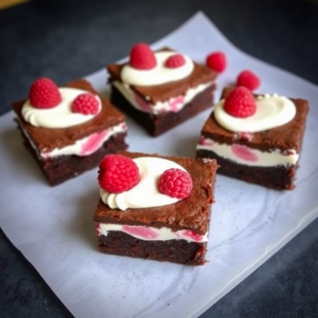 Raspberry and White Chocolate Mousse Brownies