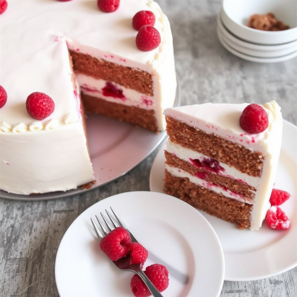 Raspberry and White Chocolate Mousse Cake