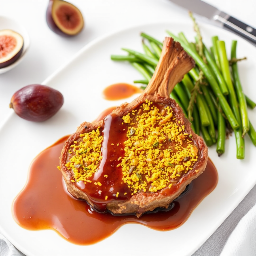 Saffron Crusted Venison Chops with Fig-Balsamic Glaze