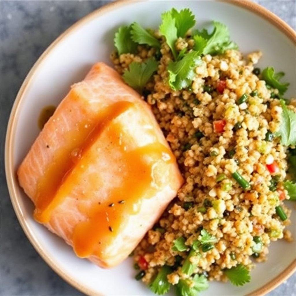 Salmon with Citrus-Ginger Glaze and Sesame Quinoa