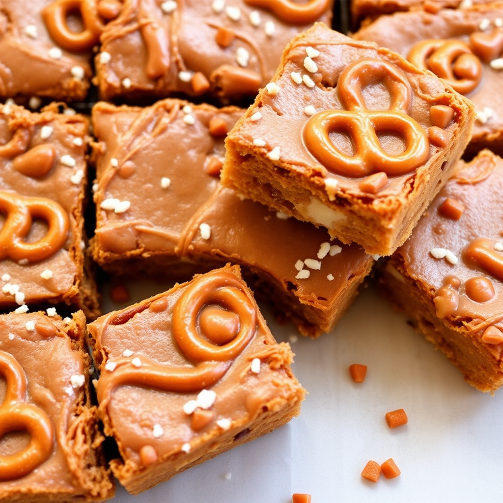 Salted Caramel Pretzel Blondies