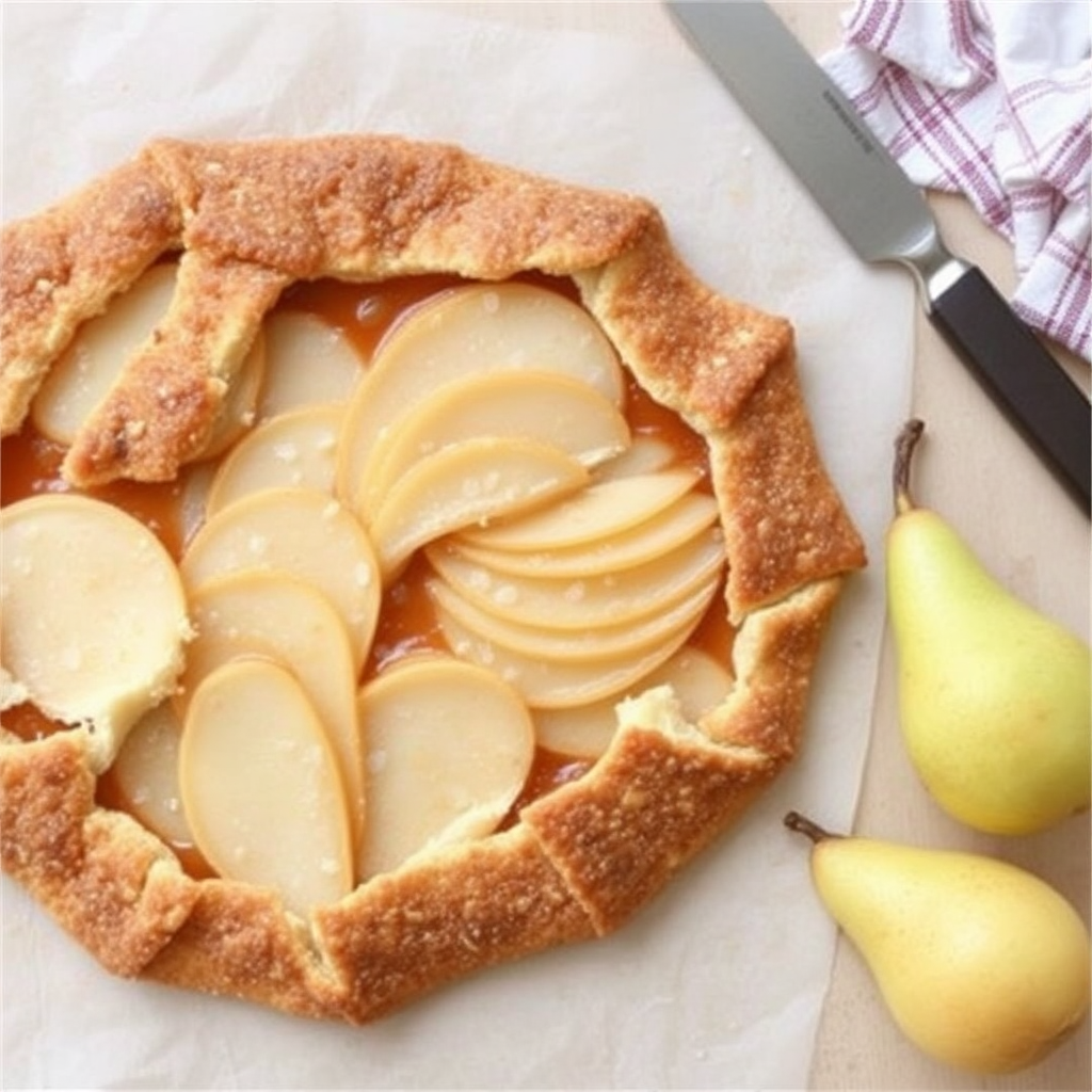 Salted Caramel and Pear Galette with Gingersnap Crust