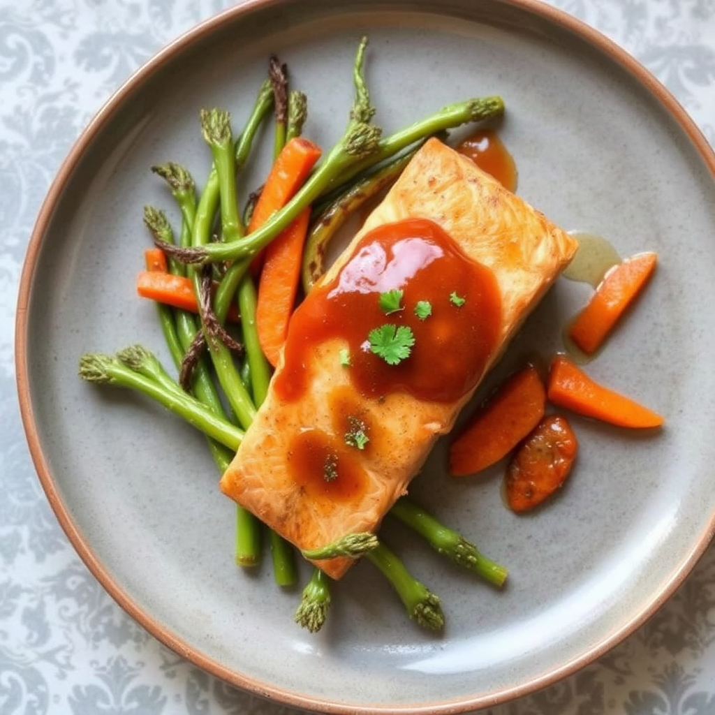 Seared Salmon with Roasted Carrot & Ginger Glaze